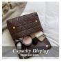 HR522 Women Carrying Tote Bag New Fashion PU Chain Large Messenger Bag Rhombic Pattern Solid Color Crossbody Shoulder Bag