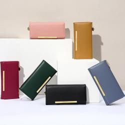 New Women's Long Solid Color Multi Card Wallet