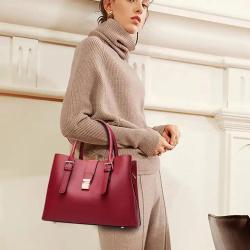 OEM ODM Bolsas Women Handbags Solid Color  Vegan Leather 4 PCS Set Mini Purses Custom Ladies Shoulder Handbags