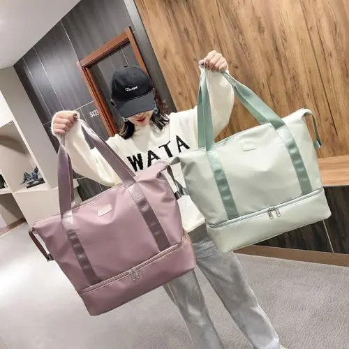 Fashion Women Travel Bag Dry And Wet Separation Waterproof Sports Pink Yoga Gym Portable Tote Duffle Bag