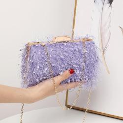 Dacron Texture Hand-made Feather Cover Sense of Design Women Evening bags Clutch Bag Hard Case