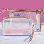 Gelory New Arrival Zipper Transparent Cosmetic Makeup Bag Custom Logo Clear PU Laser Multi-Purpose Makeup Bag