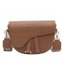 New Designer Women's Bag Wide Shoulder Strap Stone Grain Saddle Cross-body Bag Versatile Fashionable Ins Single Shoulder Bag