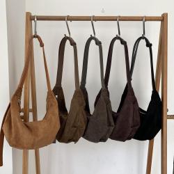 New Design Women Messenger Bag   Simple suede Half Moon Crossbody Bag   Fashion Leisure Shoulder Bag for women