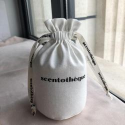 Custom Grosgrain Ribbon Printed Logo Cotton Linen Packaging Bag Eco Friendly Cotton Linen Drawstring Gift Pouch