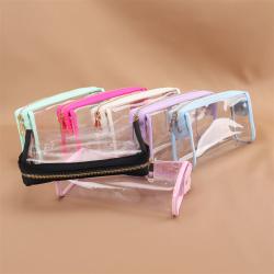 Keymay RTS Stock Low MOQ High Quality Waterproof Toiletry Wash Bag Travel Pouch PVC Makeup Bag Transparent Clear Cosmetic Bag
