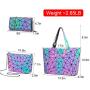 LOVEVOOK Brand  Reflection Purses shoulder bags wallet 3 pieces Set Ladies Geometric Luminous Bag geometric women Handbags