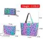 LOVEVOOK Brand  Reflection Purses shoulder bags wallet 3 pieces Set Ladies Geometric Luminous Bag geometric women Handbags
