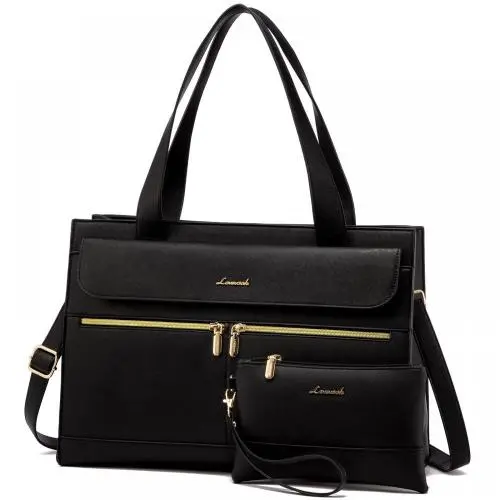 LOVEVOOK Leather Computer Briefcase Office Ladies Waterproof Shoulder Tote Handbag Large Capacity Business Laptop Bag for Women