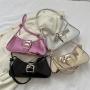 Fashion small women's bag simple solid color texture women's shoulder bags 2024 new fashion leisure underarm bag