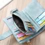 Frosted Wallet for Women Short Female Purse Soft PU Leather Korean Cute Tri-fold Card Holder Ladies Small Standard Wallets Bag
