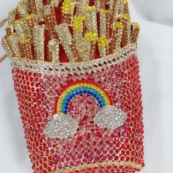 xinyu New Designer Rhinestone Clutch Bag Party French Fries Women Evening Bag Purse Bags Crystal Clutch