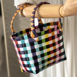Beach Bag Colorful Woven Multi-Color Packing Belt Woven Basket Handbag