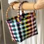 Beach Bag Colorful Woven Multi-Color Packing Belt Woven Basket Handbag