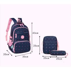 Gelory Hot Sale 4 Colors School Bag Star Full Printing Waterproof Primary School Backpack 3pcs Set For Girls Kids Bookbag