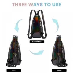 LOVEVOOK 2023 Holographic Sling Bag for Men Women Fashion Laser Reflective Sling Backpack Small Crossbody Shoulder Chest Daypack