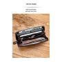 ZF258 Men Long Soft First Layer Cowhide Money Clip Zipper  Pockets Checkbook Cover Slim Card Holder Simple Coin Wallet