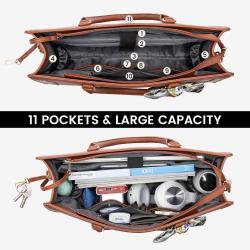 LOVEVOOK 2pcs Trending Fashion Large brown printing shoulder Bag travel business laptop Office Briefcase women PU tote bags
