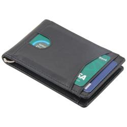RFID Blocking  Minimalist Front Pocket Slim Bifold Genuine Leather Money Clip Wallet for Men