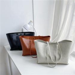 Customized Factory High Quality Shoulder Bag Vegetarian PU Leather Tote Large Capacity Shopping Bag For Women