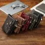 ZF203 Explosion RFID Anti-theft Brush Wallet Vertical Head Layer Oil Wax Cowhide Double Zip Men Leather Money Clip