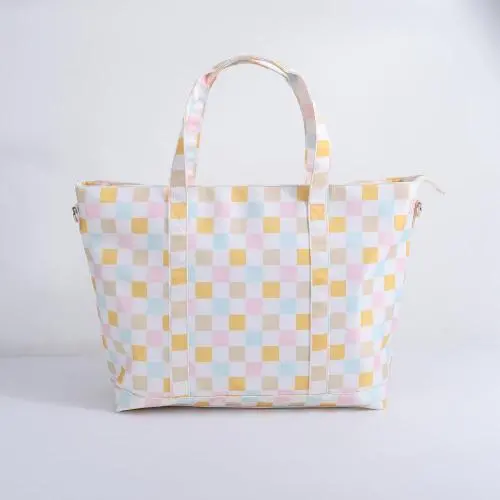 Keymay Custom Logo Women Weekender Duffel Gym Sport Travel Bags Large Shoulder Bag Handbag Nylon Tote Bag