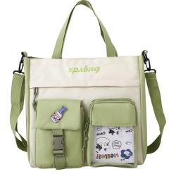 HR278 Fashion One Shoulder Crossbody Bag Students' Makeup Classes Contrasting Nylon Bag College Style Fresh Laptop Storage Bag