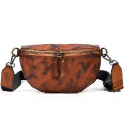 2024 Customized Vegetable Tanned Leather Fanny Pack For Women Vintage Waist Bag