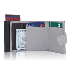 Fashion Leather Metal Case Aluminum Card Holder Business RFID Pop Up Men's Wallet