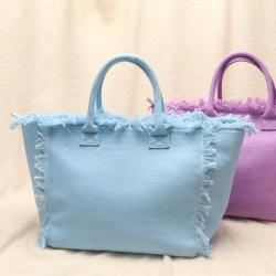 Wholesale Ecofriendly Lady Large Purple Beach Cute Tote Bag  With Zipper Plain Custom Logo Large Canvas Tote Bag