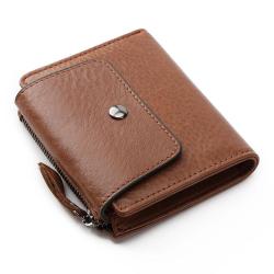RFID Anti-Theft Man Short Wallet Slim leather wallet for men credit card holder multi-function coin clip wallet with zipper