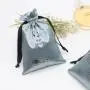 Custom Logo Printed Luxury Gray Satin Pouch Eco-Friendly Drawstring Gift Bag Hair Silk Jewelry Perfume-Customizable Cosmetic