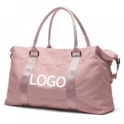 Custom Logo Travel Duffel Bag Sports Tote Gym Bag Shoulder Weekender Overnight Bag for Women