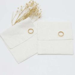 Luxury White Cotton Linen Envelope Eye Shadow Disc Jewelry Packaging Bag Linen Envelope Gift Cosmetic Pouch