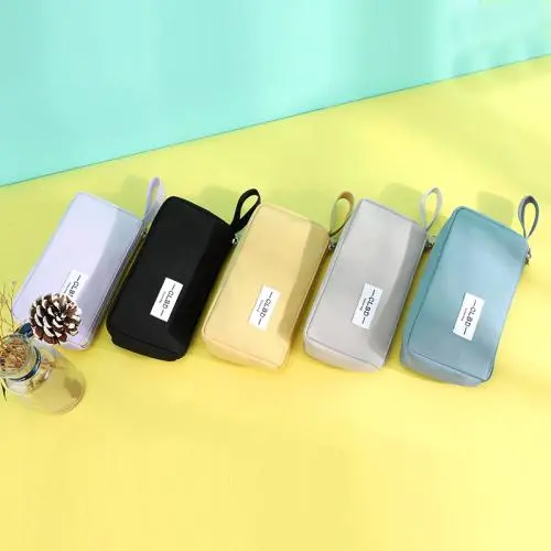 Gelory Primary And Secondary School Student Stationery Storage Bag Zipper Solid Color Pencil Pouch