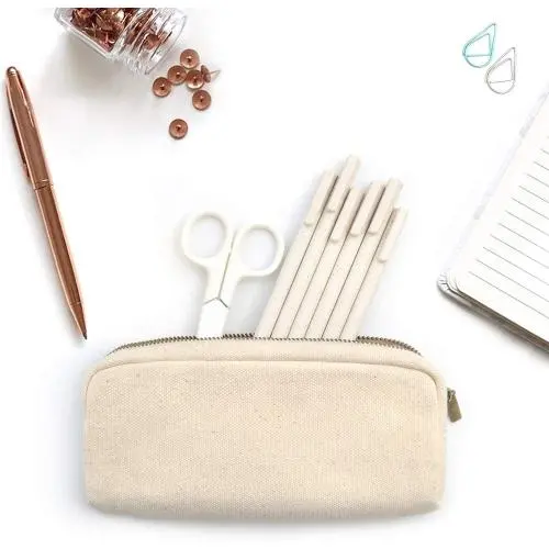 Gelory Factory Wholesale Custom Canvas Pencil Pouch For Girls And Boys Durable Office Stationery Organizer