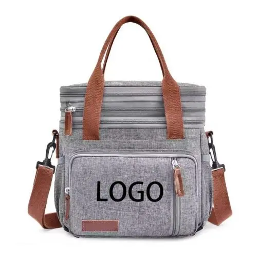 Custom Printed High Quality Multi Layer Lunch Food Bag Office Portable Insulated Cooler Bag for Camping Hiking