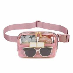 Custom Stadium Approved Women Men Tpu PVC Fanny Pack Crossbody Pouch Waist Bag 1L Clear Belt Bag with Metal Logo