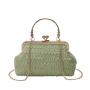 HR339 New Solid Color Pleated Dinner Clutch Bag Fashion Chain Single Shoulder Crossbody Bag PU Lock Buckle Portable Women's Bag