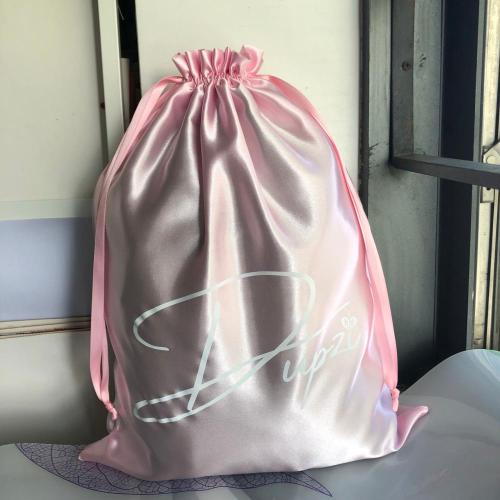 Flexography Large 12*16 inch Satin Packaging Bag For Apparel Custom Logo Printed Satin Shoe Bag Satin Drawstring Pouch