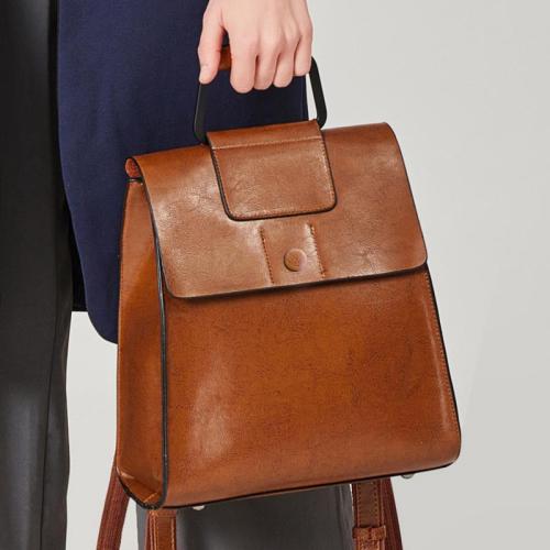 Sac A Dos Hot Selling Unisex Fashion Retro Oil Wax College Bag Genuine Leather Leisure Travel Backpack For Women
