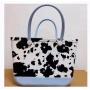 Leopard Print Cow Baseball Print Beach Bag Single Handle Fashionable Portable Organizer with Button Closure Hole Eva Large Bag