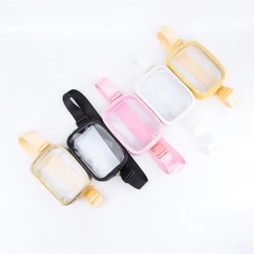Keymay 5 Colors Women Fashion Custom Fanny pack Chest Bag Leather Clear Square Belt Bag Pvc Waterproof Waist Bag