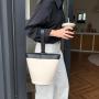 Manufacturers Wholesale New Design Women Bucket Bag Simple Tote Purses and Hand Bag Canvas Splicing PU Leather Bucket Handbag