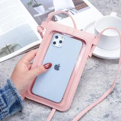 Factory direct lock buckle crossbody bag pu leather touch screen mobile phone wallet women female retro student small money clip