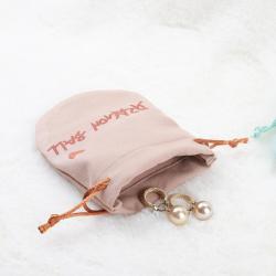 Flexography Custom Logo Printed  Microfiber Jewelry Gift Packing Bag Round Bottom Suede Drawstring Earring Bag Pouch
