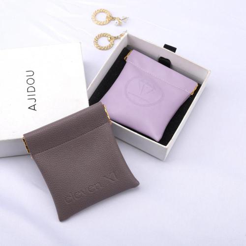 Custom Emboss Leather Flap Earphone Watch Jewelry Packaging Bag Closing Magnet Necklace Bracelet Storage Leather Pouch