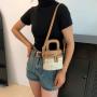 HR536 Hot New Women Handbag Fashion Ladies Montage PU Woven Bucket Bag Summer Vacation Outdoor Single Shoulder Crossbody Bag