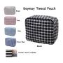 Keymay 2023 New Stock Plaid Cosmetic Bag Women Travel Bag Gift Pouch Tweed Checkered Makeup Bag