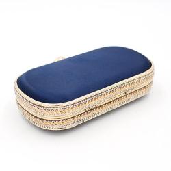 Fashionable polyester silk handbag elegant dinner bag single shoulder blue clutch evening bags manufacturer